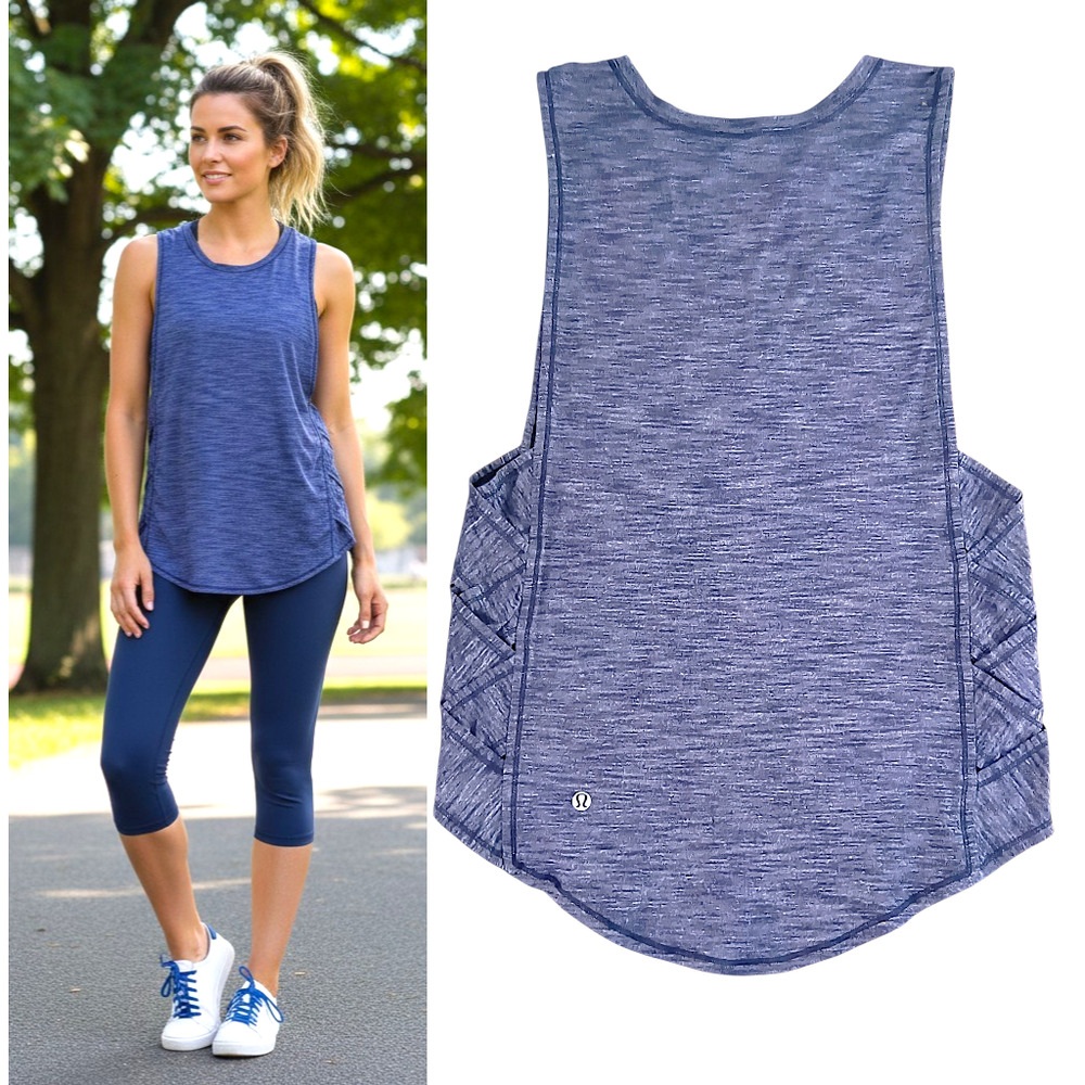 Lululemon Var City Muscle Tank Top Women's Sz 2 Heathered Hero Blue Athleticwear